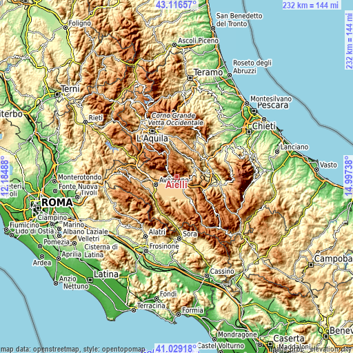 Topographic map of Aielli