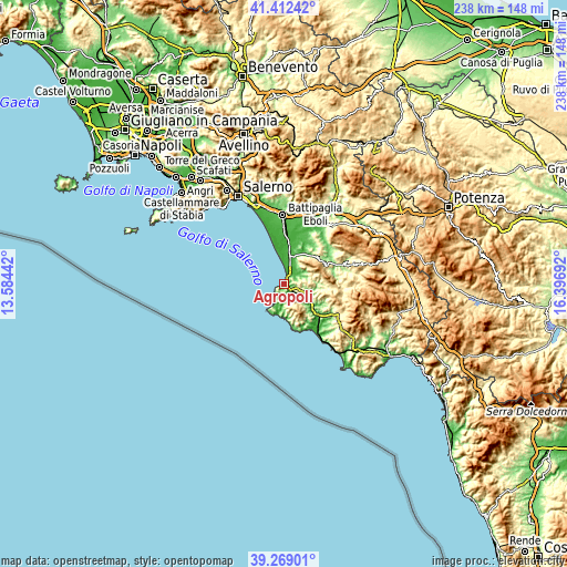 Topographic map of Agropoli