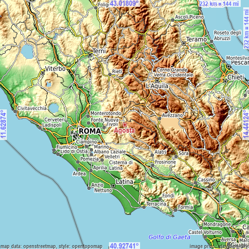 Topographic map of Agosta