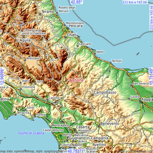 Topographic map of Agnone