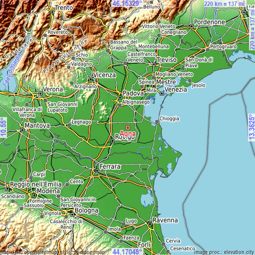 Topographic map of Agna