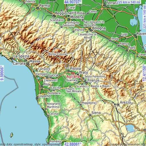 Topographic map of Agliana