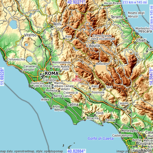 Topographic map of Affile