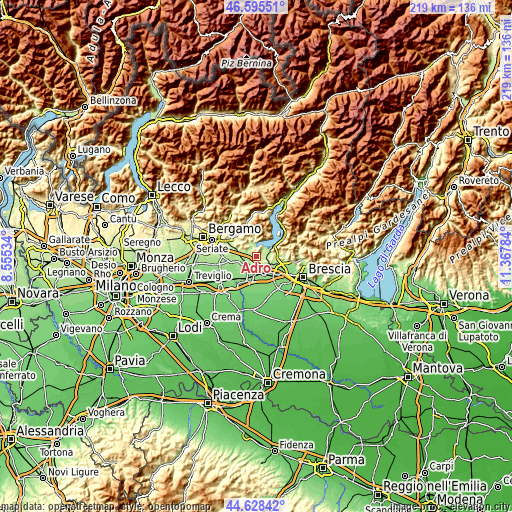 Topographic map of Adro