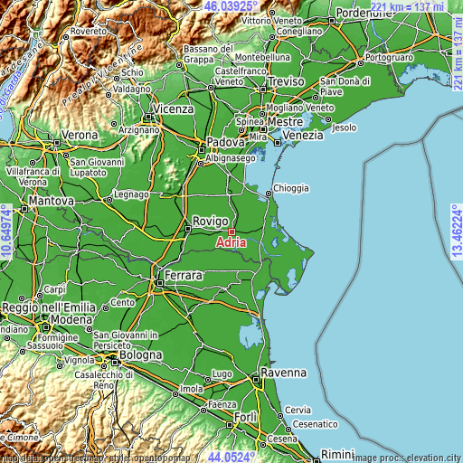 Topographic map of Adria