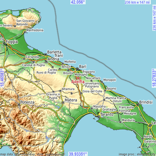 Topographic map of Adelfia