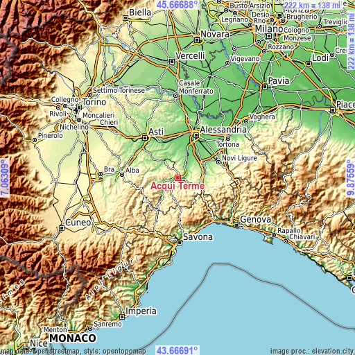 Topographic map of Acqui Terme