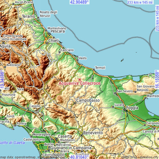 Topographic map of Acquaviva Collecroce