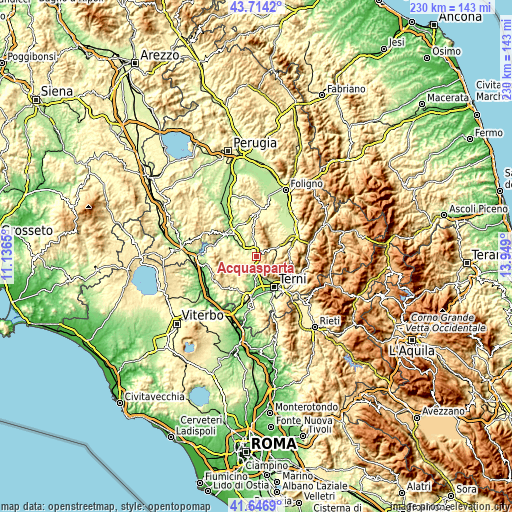 Topographic map of Acquasparta