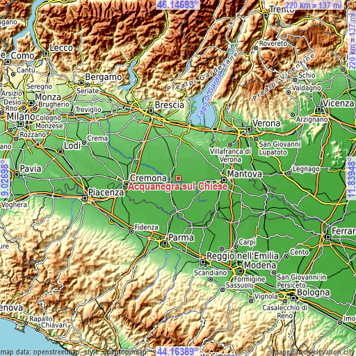 Topographic map of Acquanegra sul Chiese