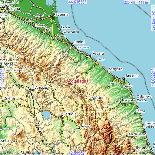 Topographic map of Acqualagna