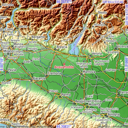 Topographic map of Acquafredda