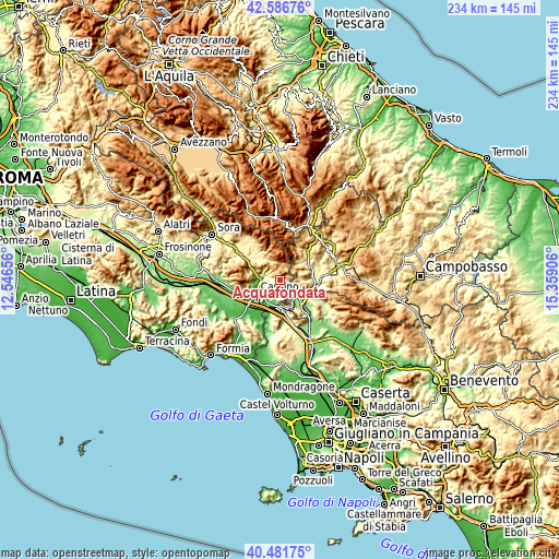 Topographic map of Acquafondata