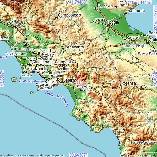 Topographic map of Acerno