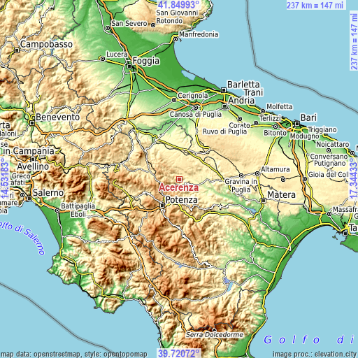 Topographic map of Acerenza
