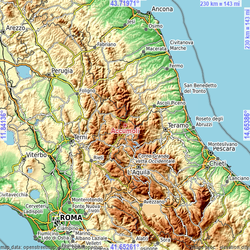 Topographic map of Accumoli