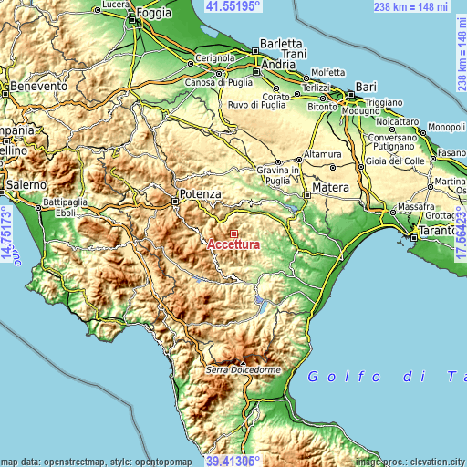 Topographic map of Accettura