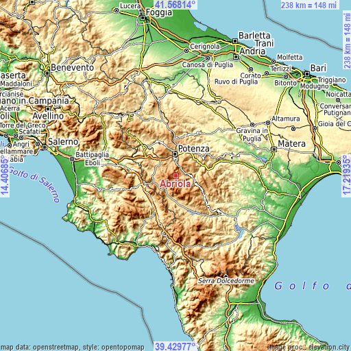 Topographic map of Abriola
