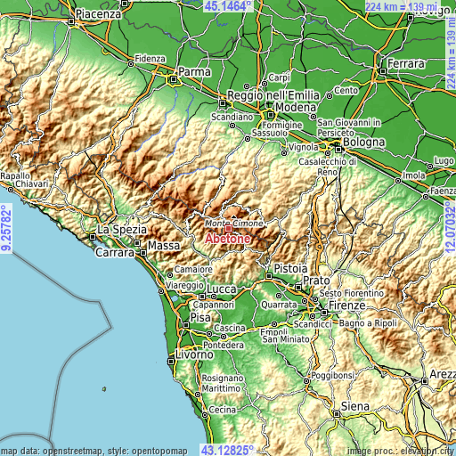 Topographic map of Abetone