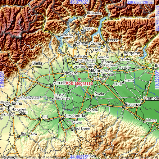 Topographic map of Abbiategrasso