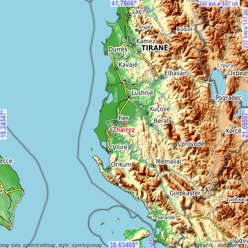 Topographic map of Zharrëz