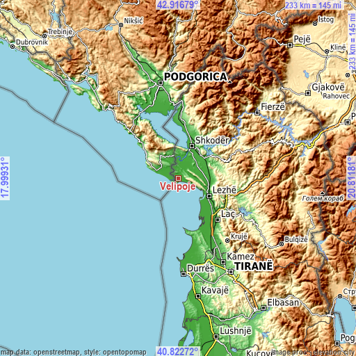 Topographic map of Velipojë