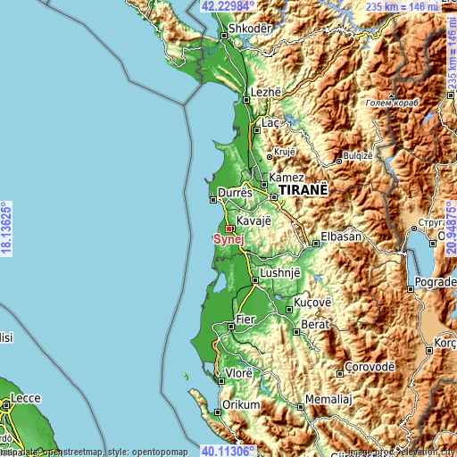 Topographic map of Synej