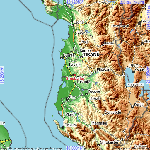 Topographic map of Sinaballaj