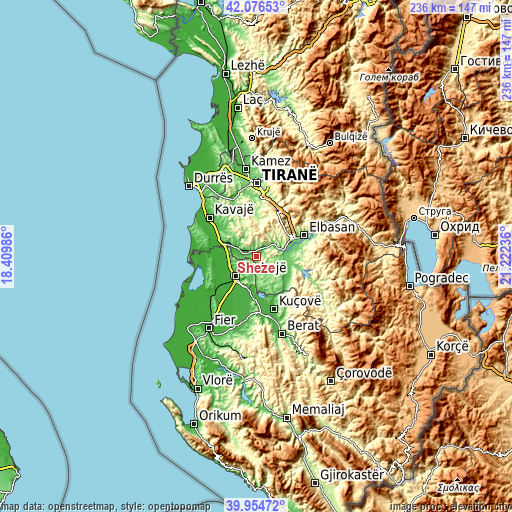 Topographic map of Shezë