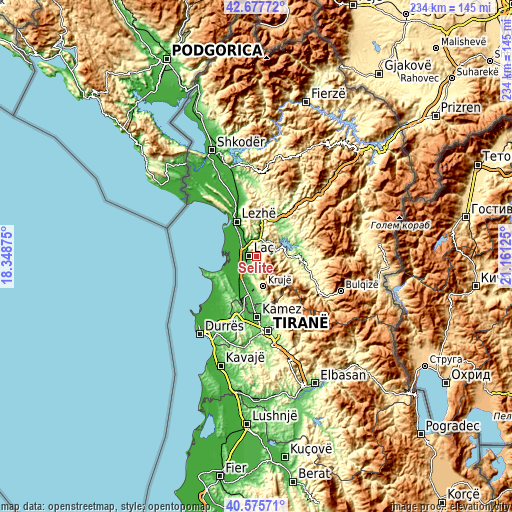 Topographic map of Selitë