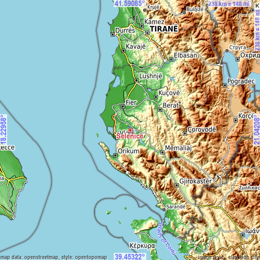 Topographic map of Selenicë