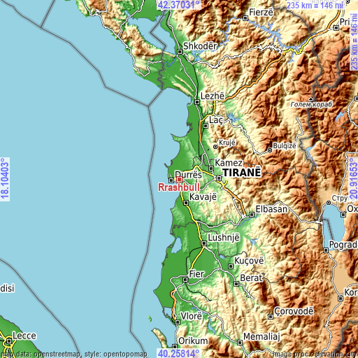 Topographic map of Rrashbull