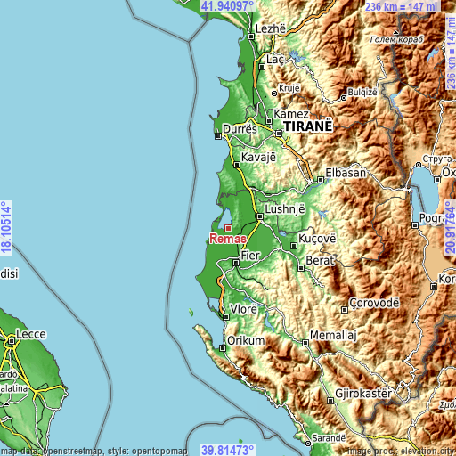 Topographic map of Remas