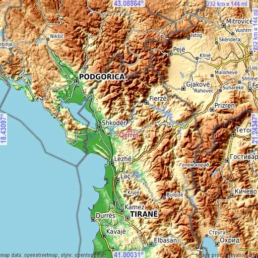 Topographic map of Qerret