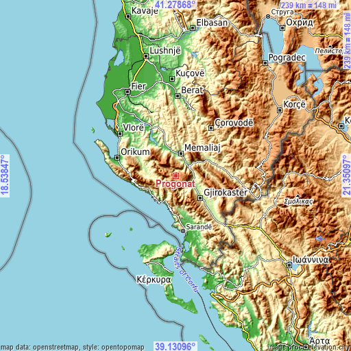Topographic map of Progonat