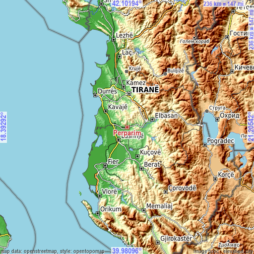 Topographic map of Përparim