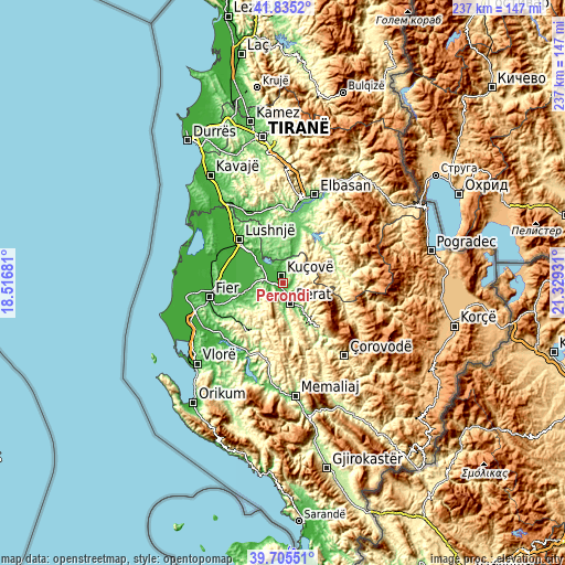 Topographic map of Perondi