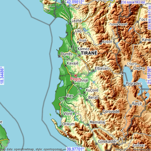Topographic map of Peqin