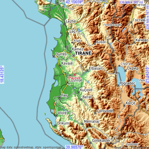 Topographic map of Pajovë