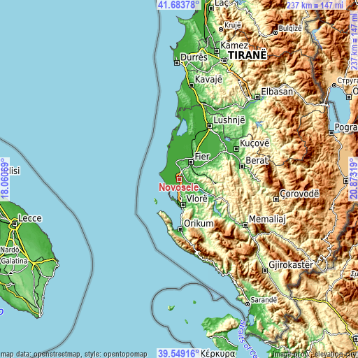 Topographic map of Novoselë