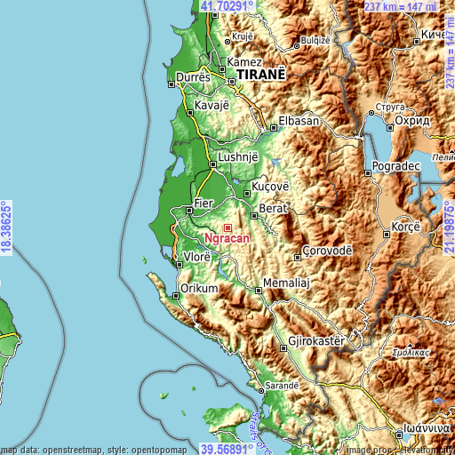 Topographic map of Ngraçan