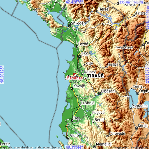 Topographic map of Maminas