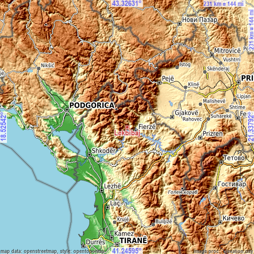 Topographic map of Lekbibaj