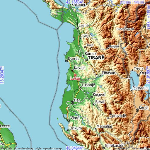 Topographic map of Lekaj