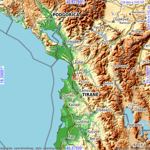 Topographic map of Laç