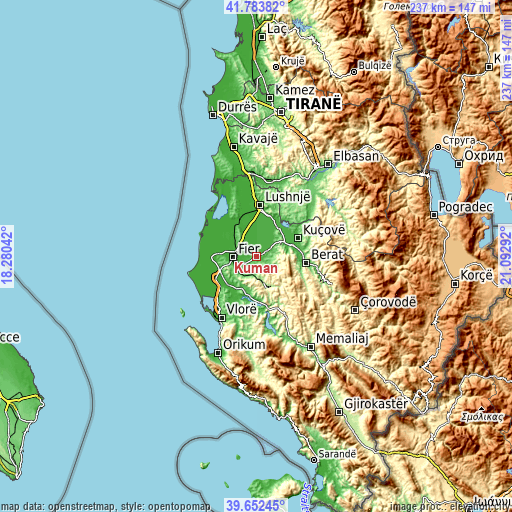 Topographic map of Kuman