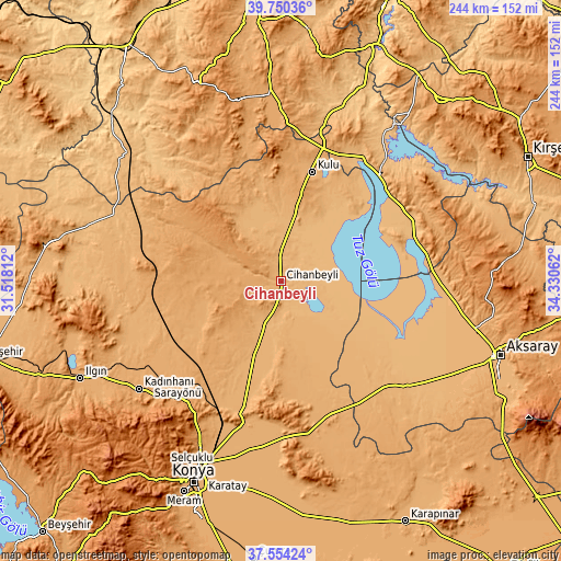 Topographic map of Cihanbeyli