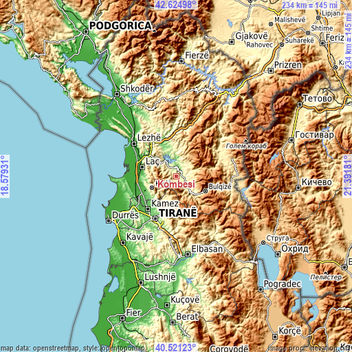 Topographic map of Kombësi