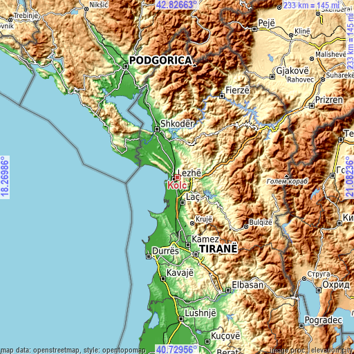 Topographic map of Kolç