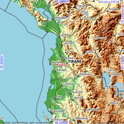 Topographic map of Kashar